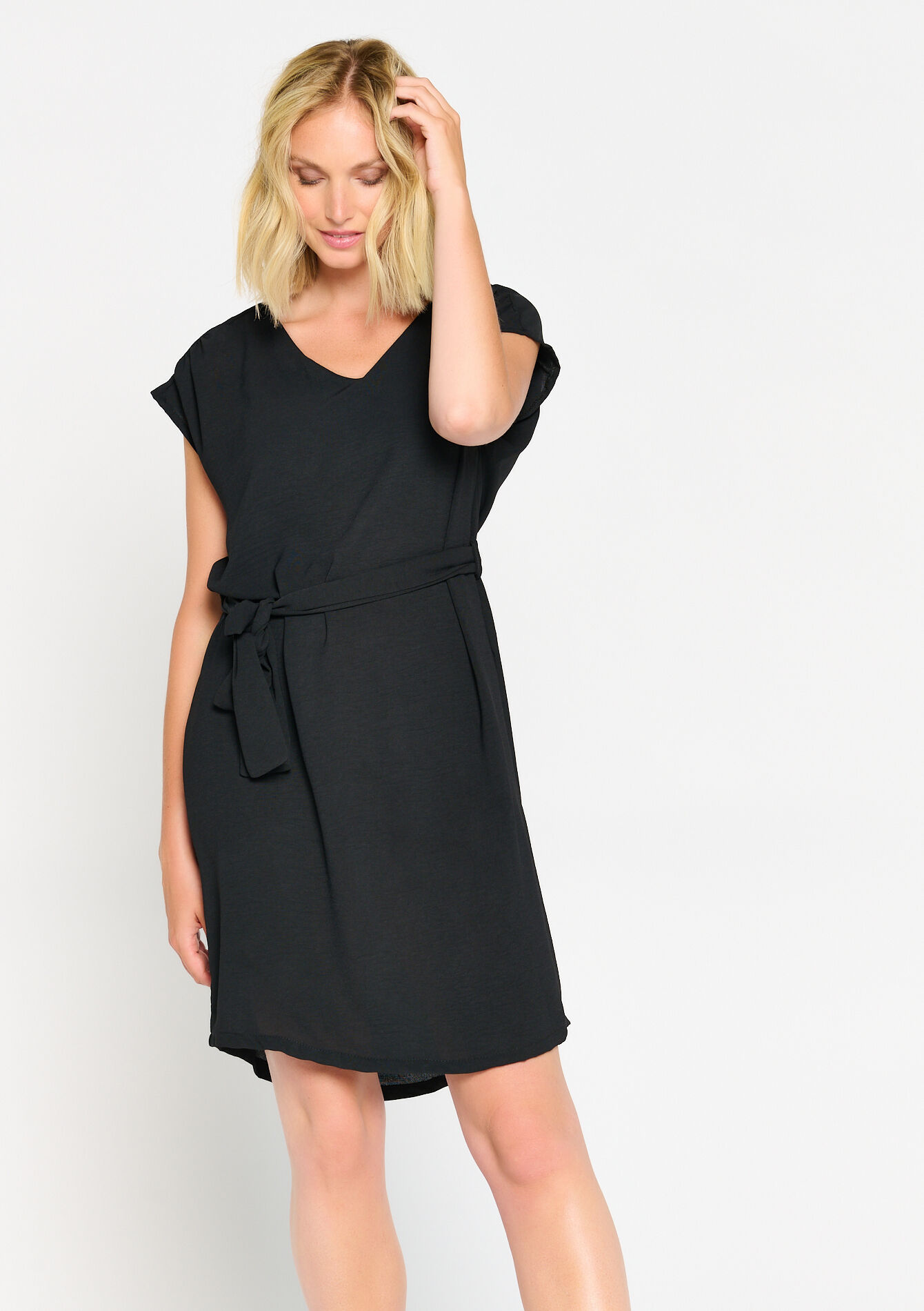 Rechte jurk met kant, Rechte jurk met kant - BLACK - 08102980_0503