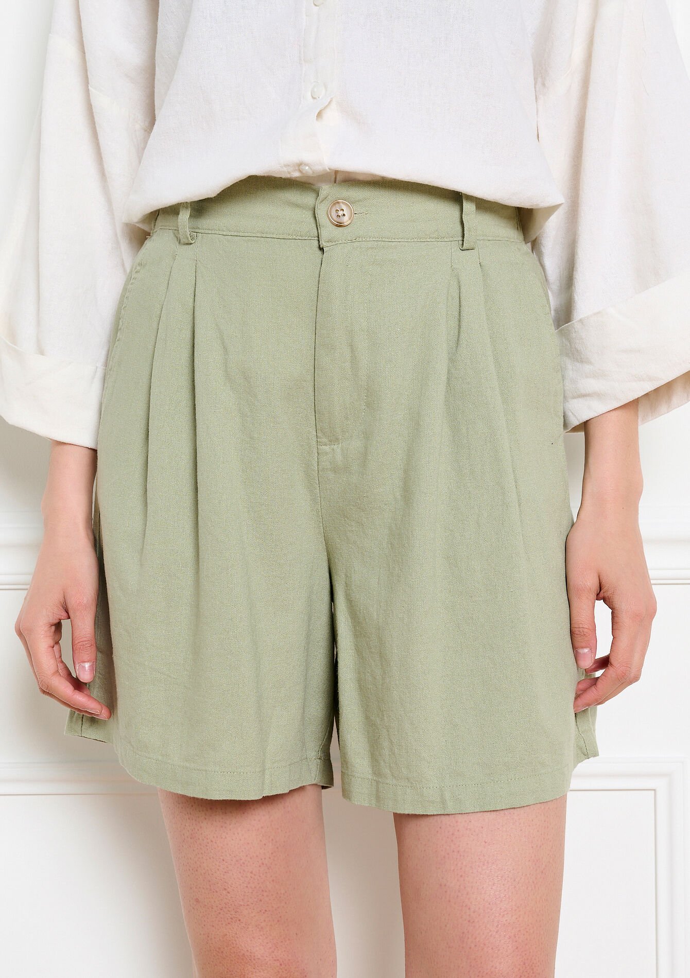 Short fluide ceinturé - KHAKI FADED - 06100754_4326