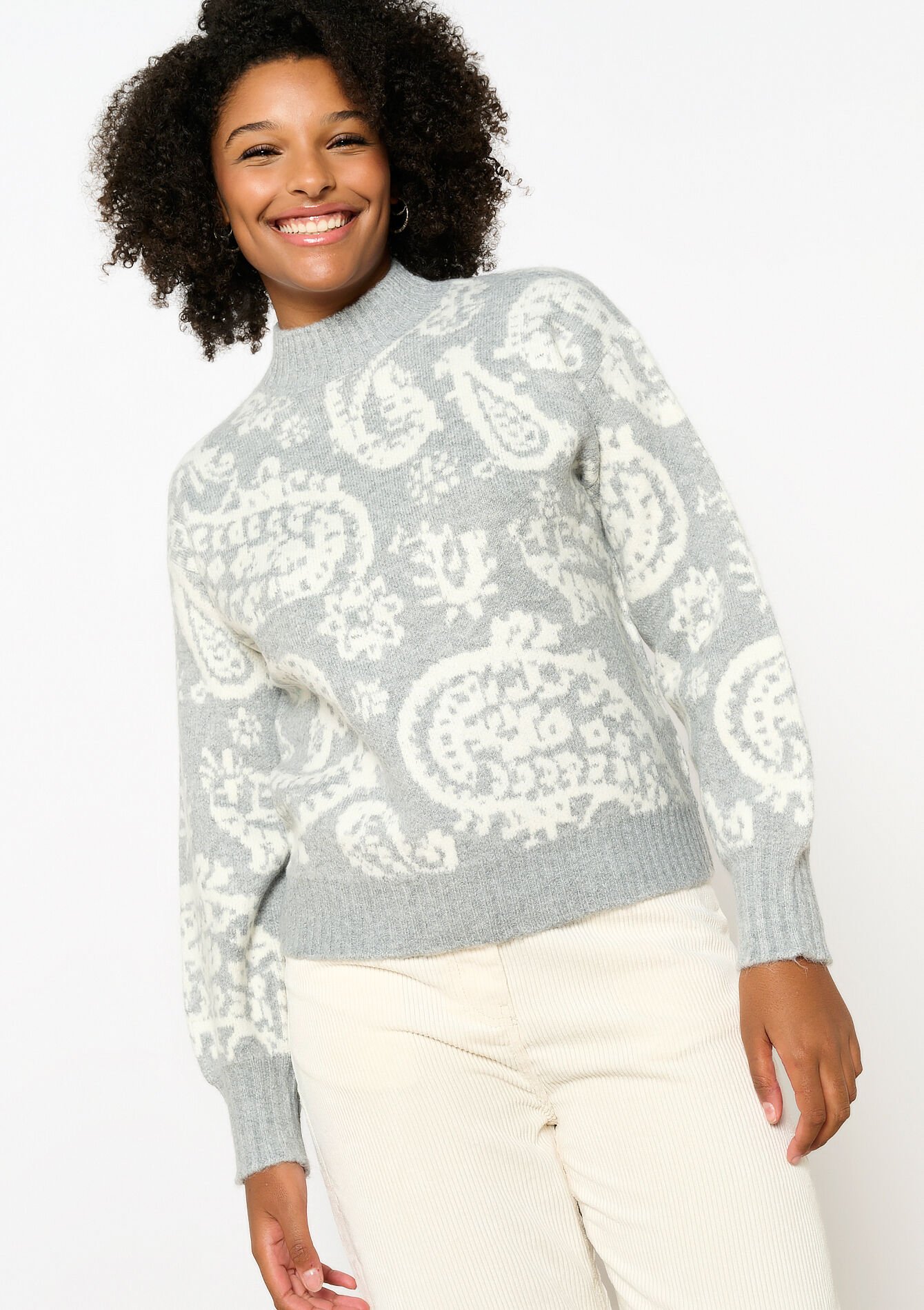 Trui met paisleyprint, Trui met paisleyprint - GREY MED MEL - 04006528_3507