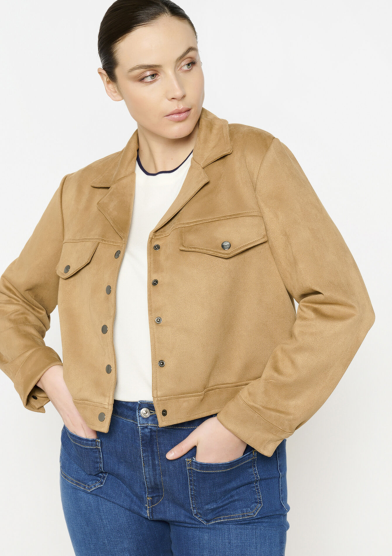 Veste en suédine avec poches, Veste en suédine avec poches - LIGHT CAMEL - 09101017_3814
