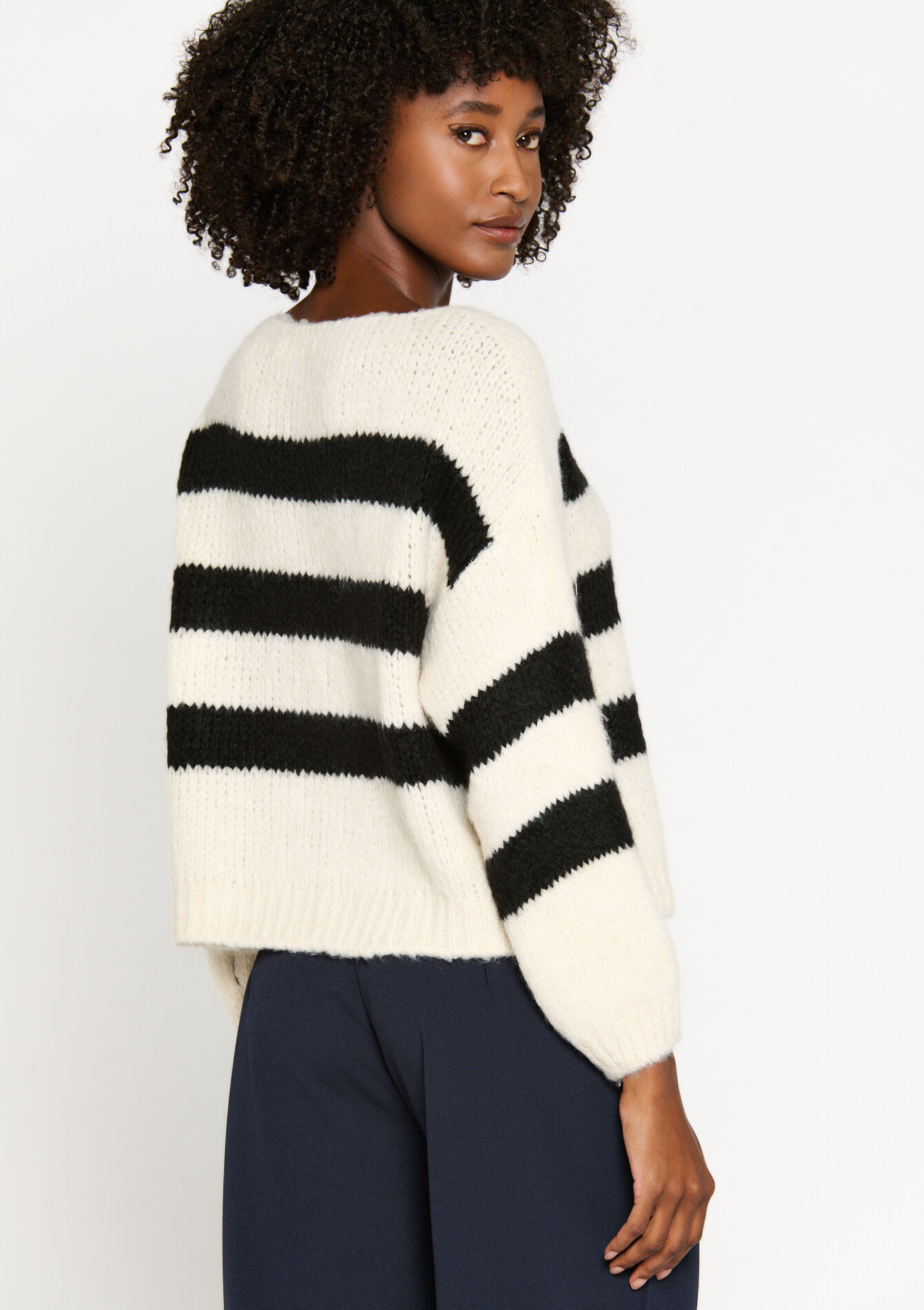 Pullover à rayures, Pullover à rayures - BLACK - 04006305_1119