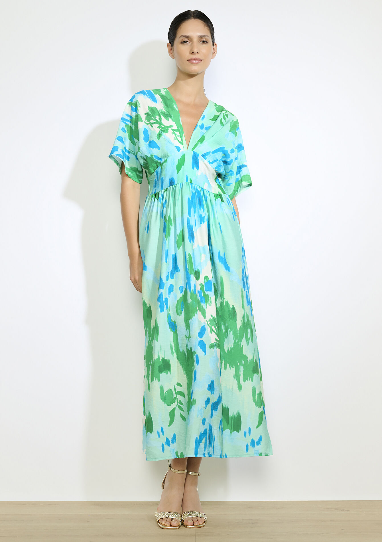 Flowy maxi dress, Flowy maxi dress - AQUA BLUE - 08104220