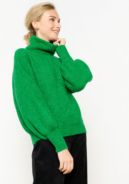 Plain pullover with roll neck - GREEN APPLE  - 04101115_1783