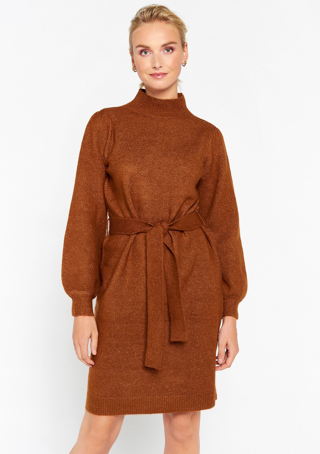 Pullover dress with turtleneck, Pullover dress with turtleneck - CAMEL CINNAMON - 08601933_3835