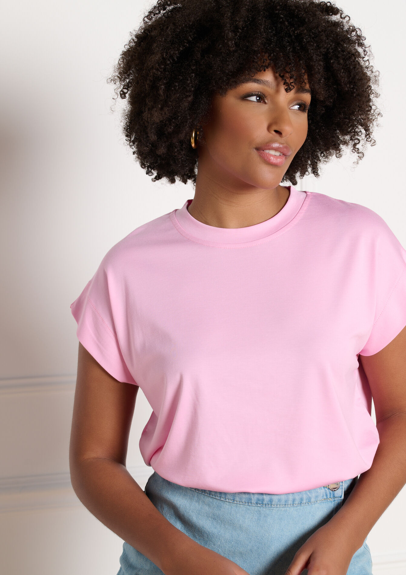 Soepele t-shirt met korte mouwen - LILAC BRIGHT - 02301933_2578