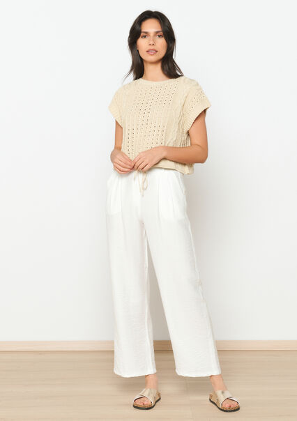Trousers with linen look - OFFWHITE - 06600848_1001