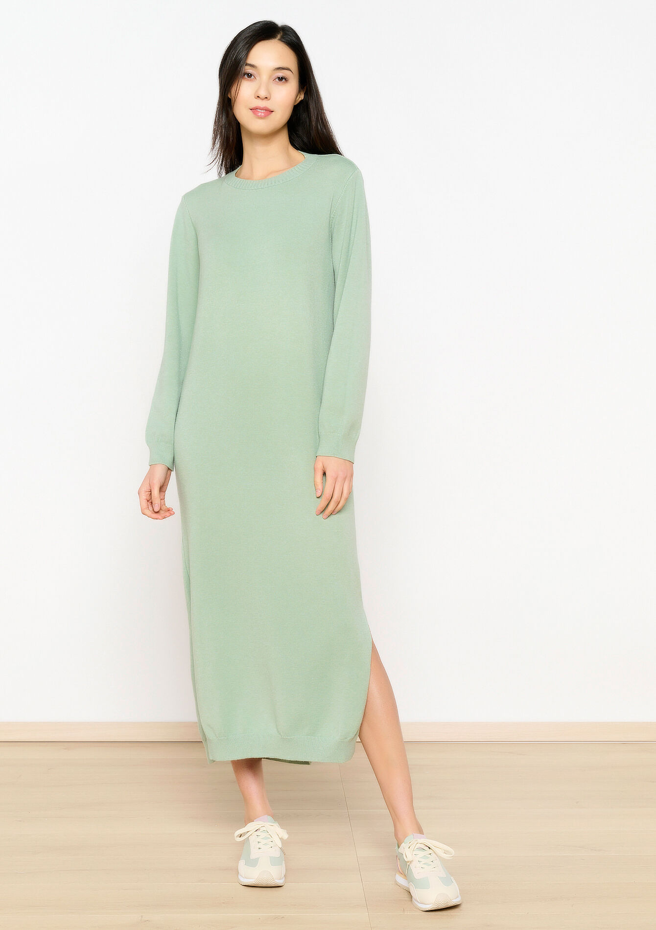 Gebreide maxi-jurk, Gebreide maxi-jurk - KHAKI MINT - 08602296_2542