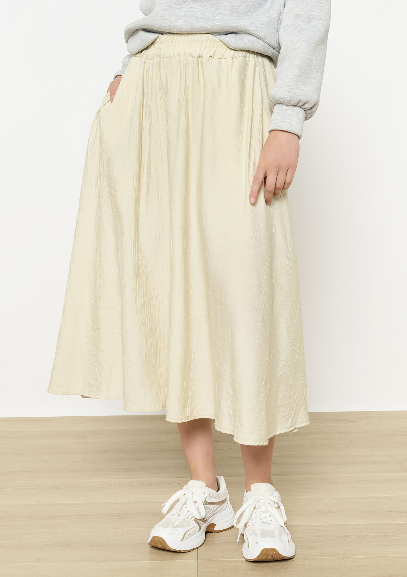 Crinkle midi-rok, Crinkle midi-rok - VANILLA WHITE - 07101373