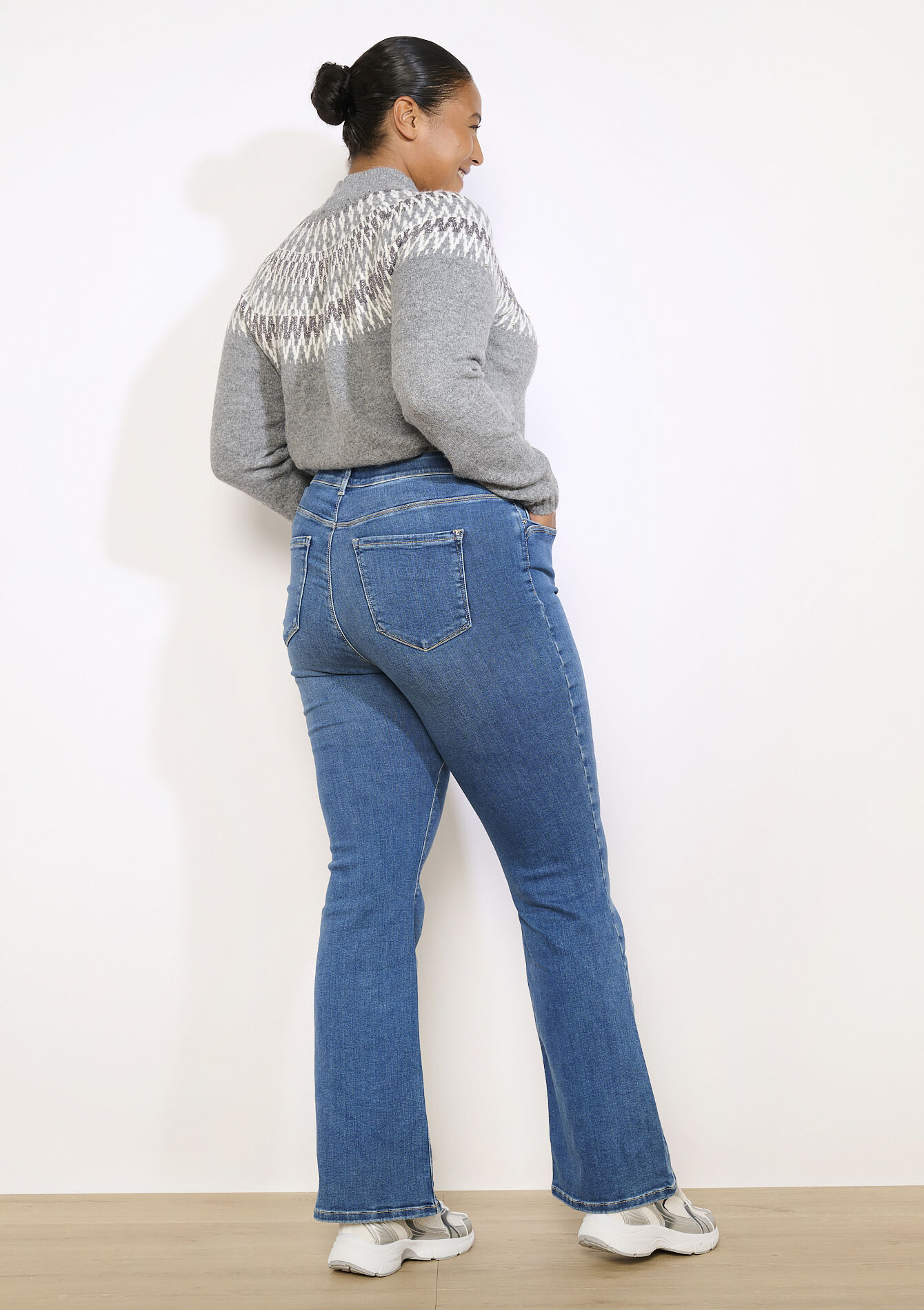 Bootcut jeans hoge taille, Bootcut jeans hoge taille - MEDIUM BLUE - 22000616_0500