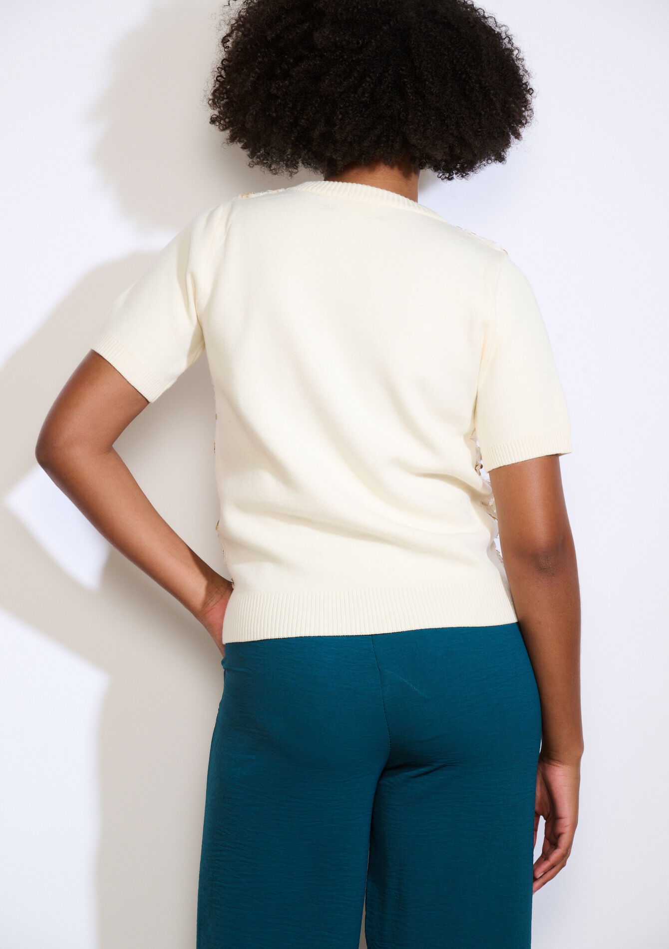 Pull orné de sequins, Pull orné de sequins - OFFWHITE - 04007014_1001