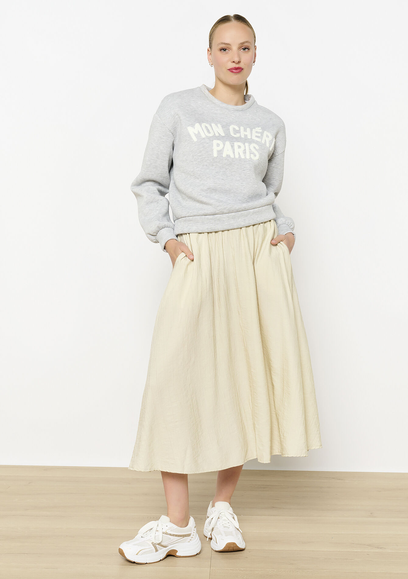 Crinkle midi-rok, Crinkle midi-rok - VANILLA WHITE - 07101373