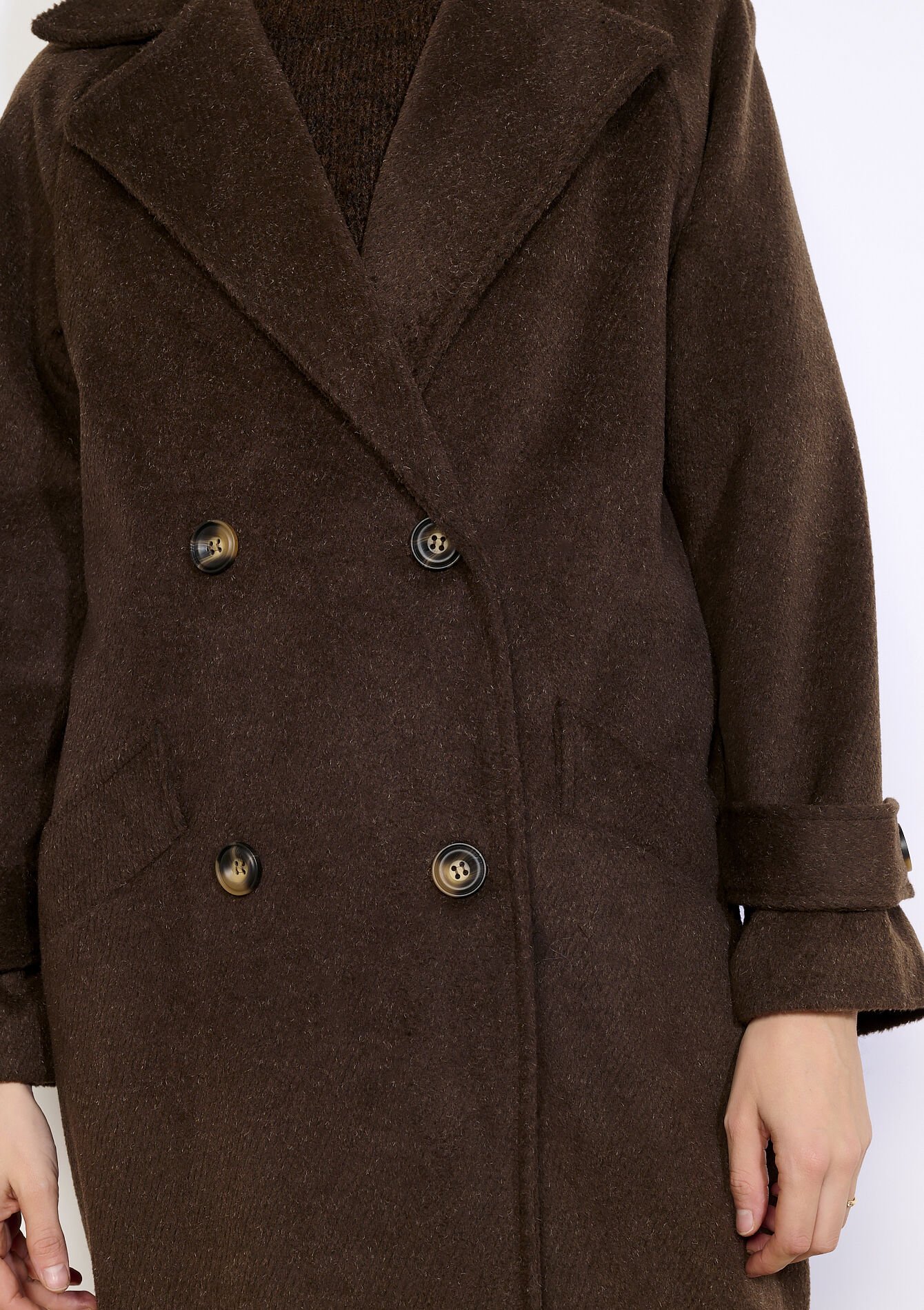 Manteau long à double boutonnage, Manteau long à double boutonnage - BROWN DARK CHOCOLATE - 23000808_3720