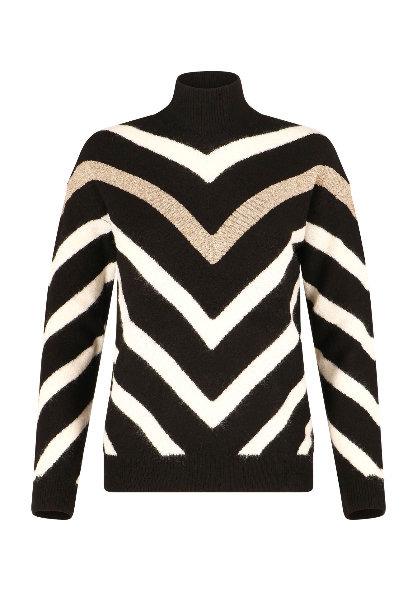 Col roulé avec motif en V - BLACK - 1073639