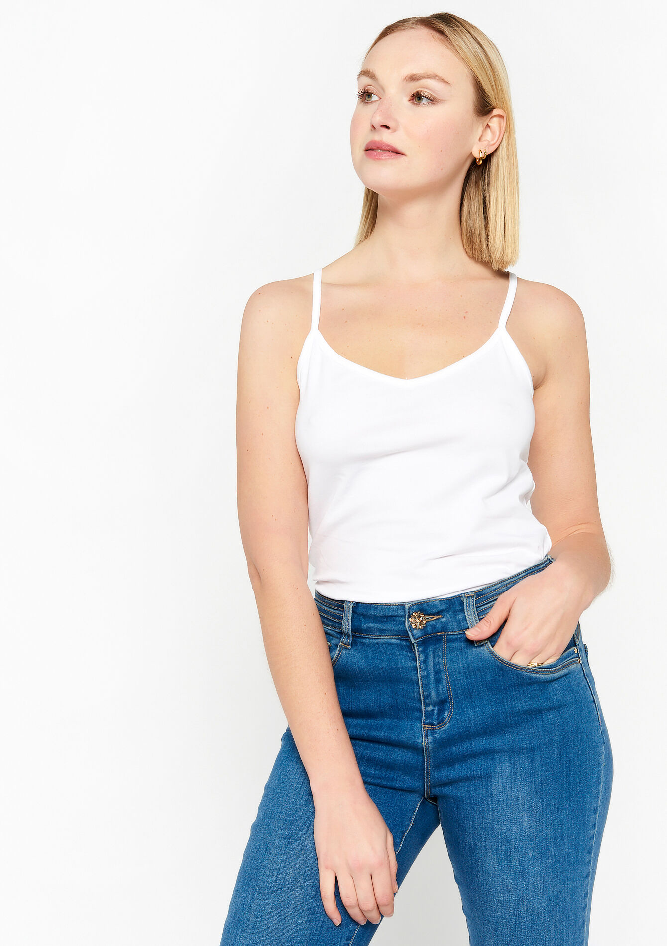 Spaghetti strap top, Spaghetti strap top - OPTICAL WHITE - 02200331_1019