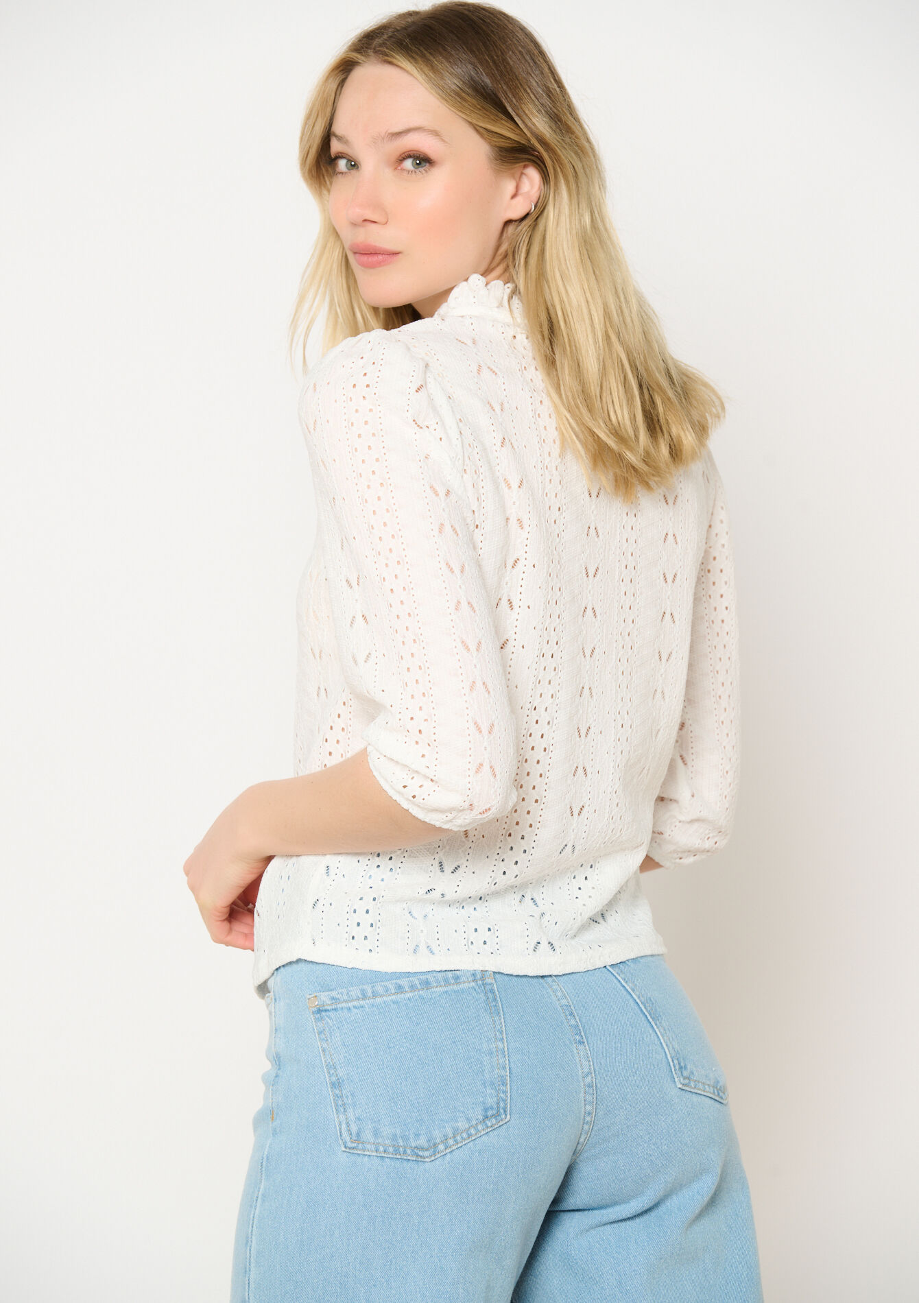 Geborduurde kanten top, Geborduurde kanten top - OPTICAL WHITE - 02301775_1019