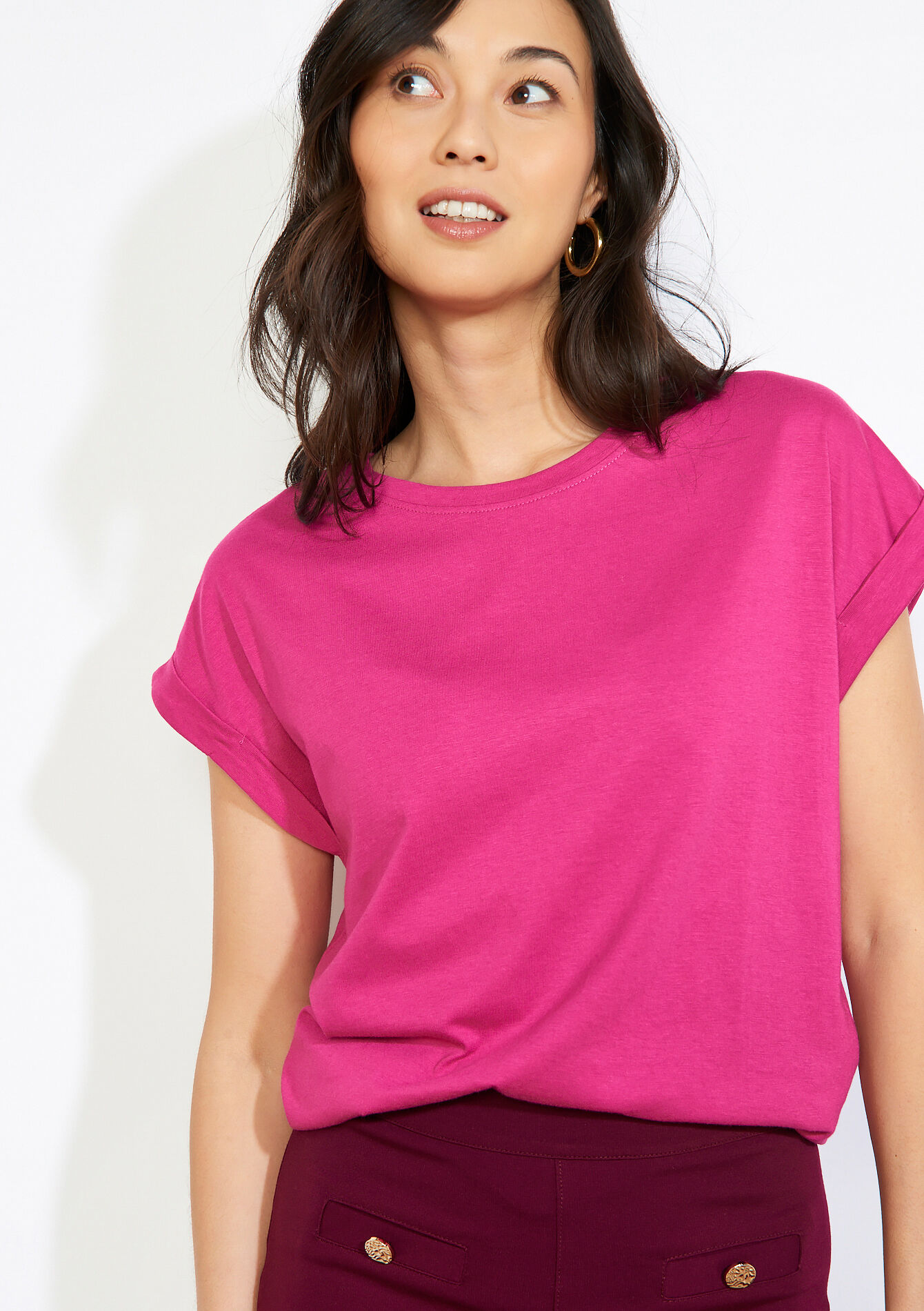 Losvallende T-shirt, Losvallende T-shirt - VIOLINE - 02301926_2576