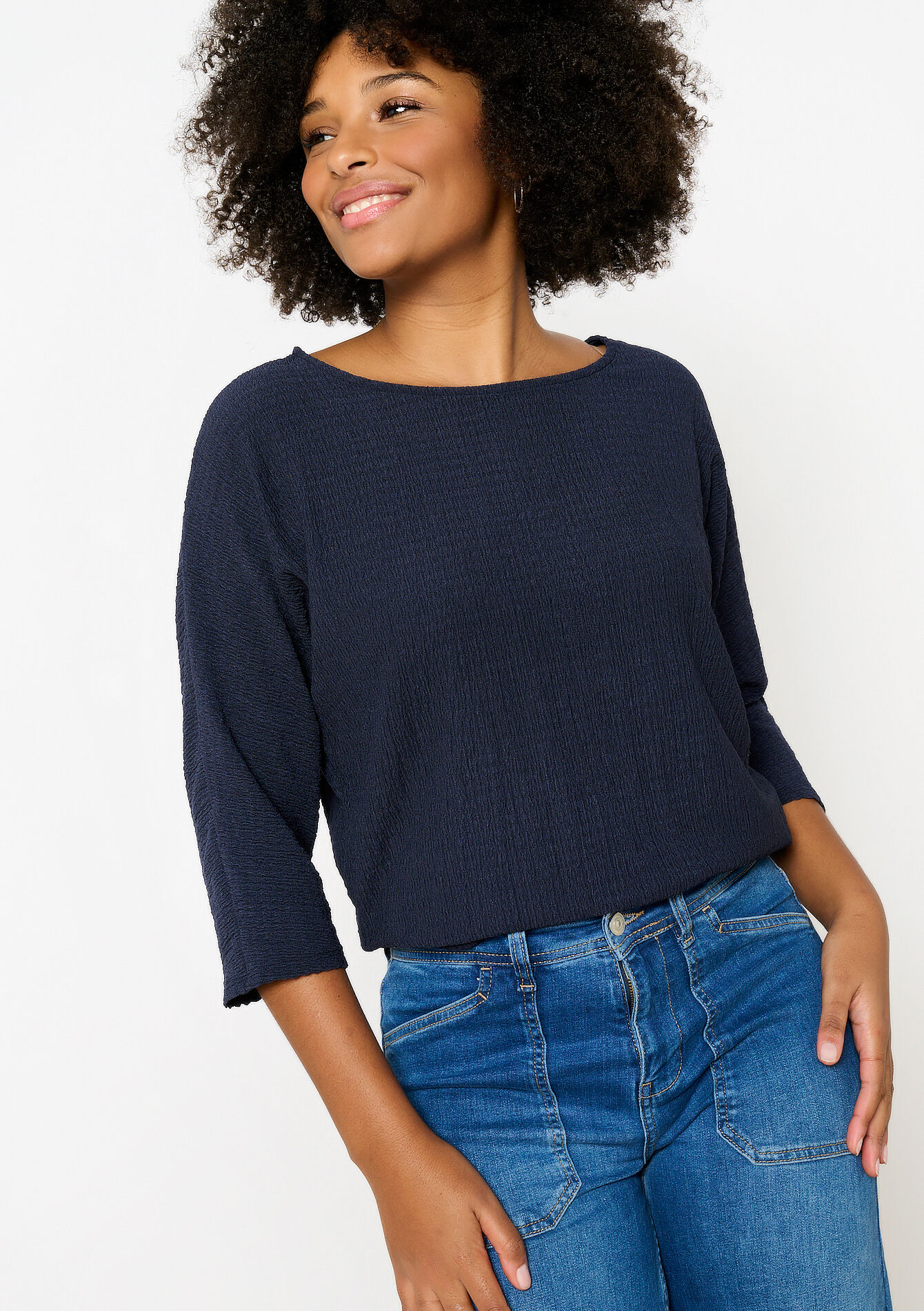 T-shirt à manches chauve-souris, T-shirt à manches chauve-souris - NAVY BASIC - 02301721_2723