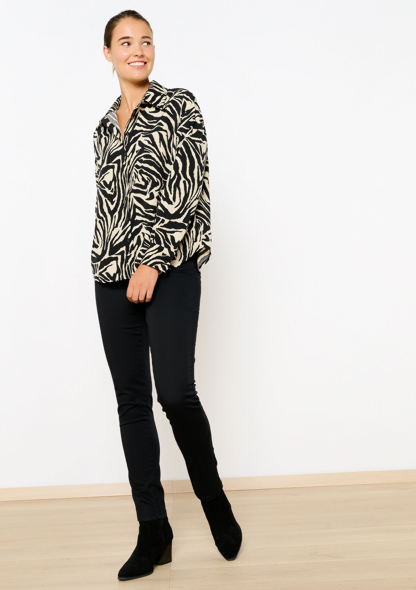 Shirt with zebra print, Shirt with zebra print - BLACK - 05702637_1119