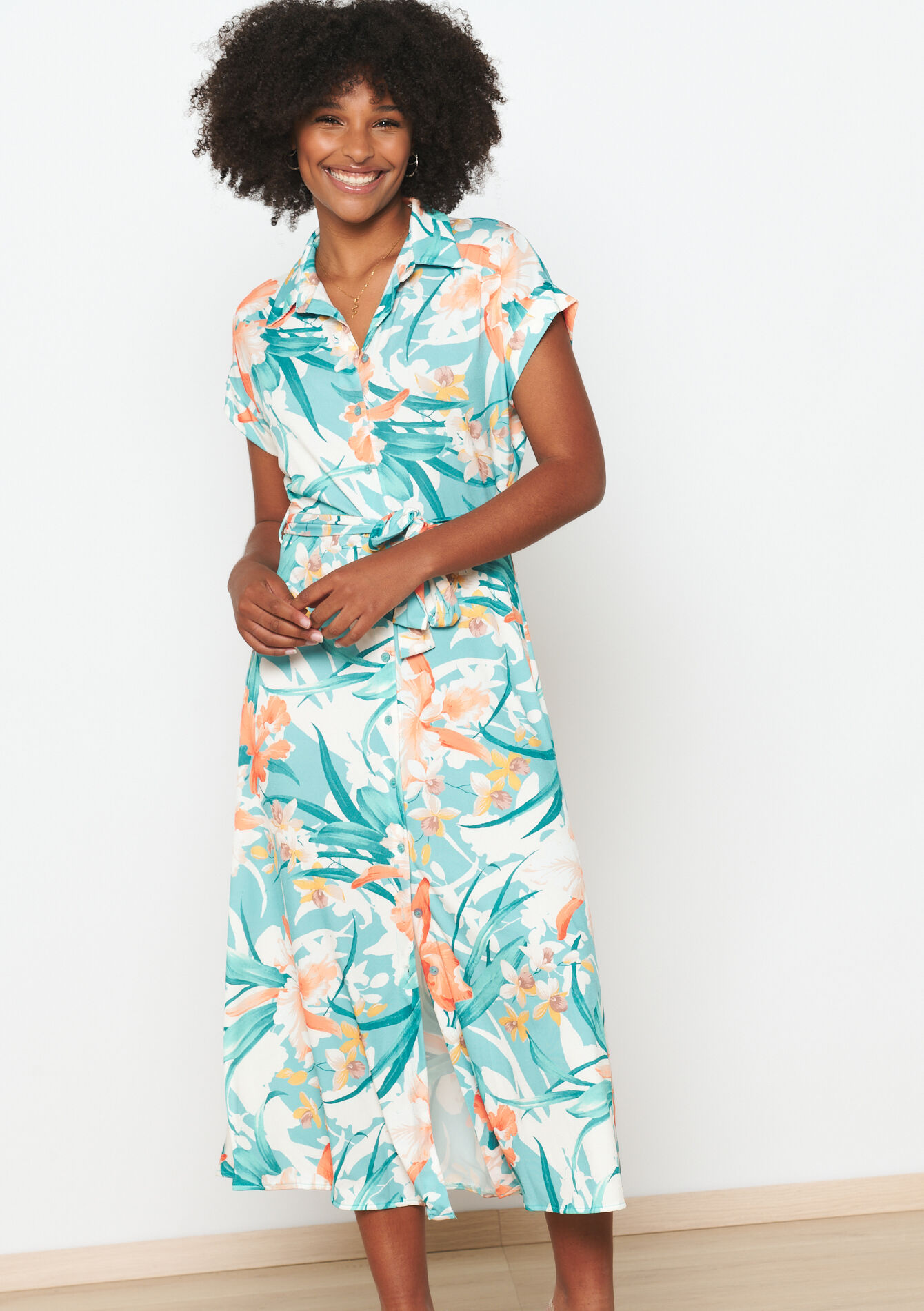 Hemdjurk met bladerprint, Hemdjurk met bladerprint - BLUE LAGOON - 08103639_2521