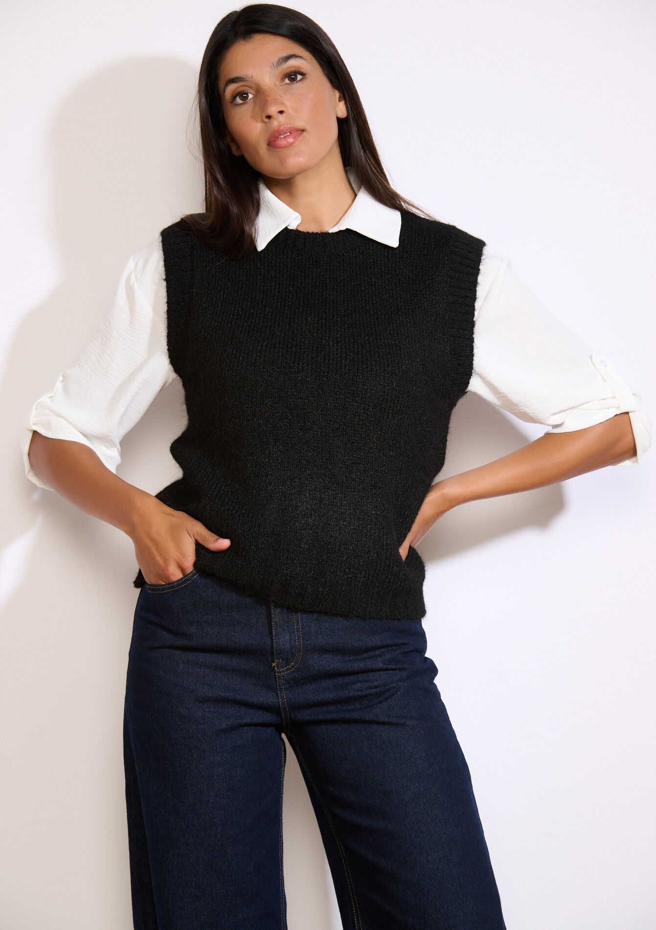 Pull sans manches doux - BLACK - 04007042_1119