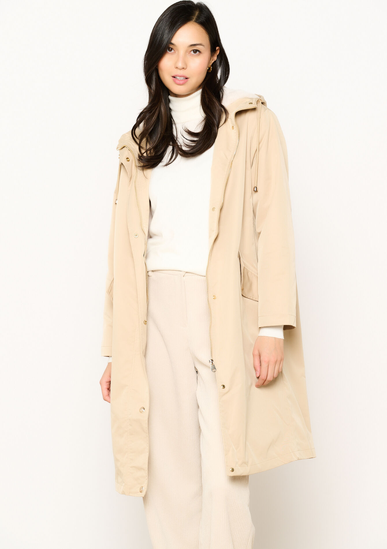 Lange parka met fluffy voering - LT BEIGE - 23000729_2527