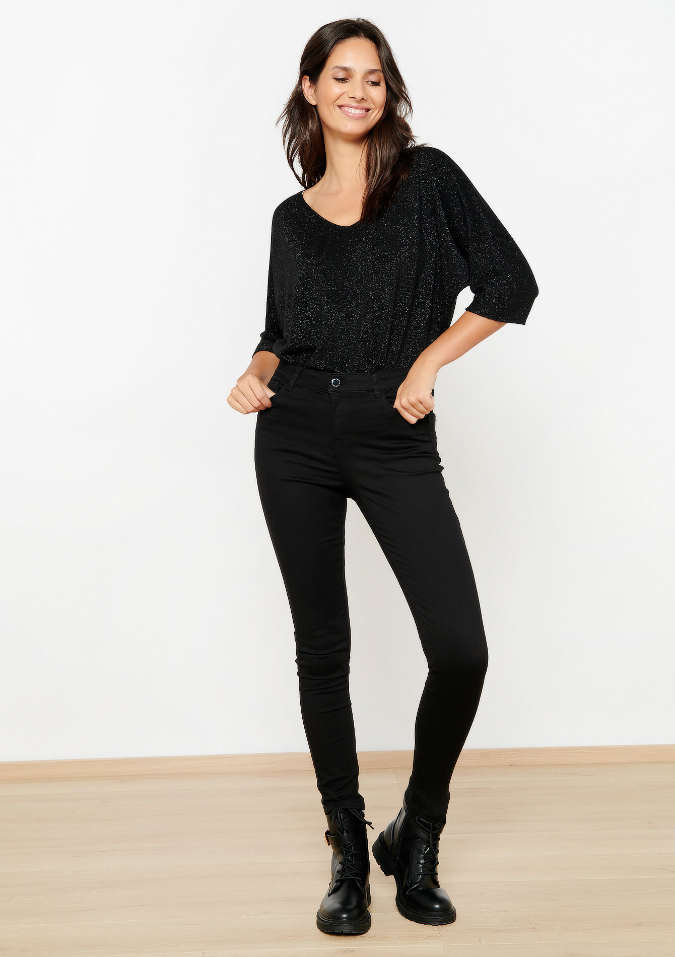 Skinny trousers with push-up, Skinny trousers with push-up - BLACK - 06004402_1119