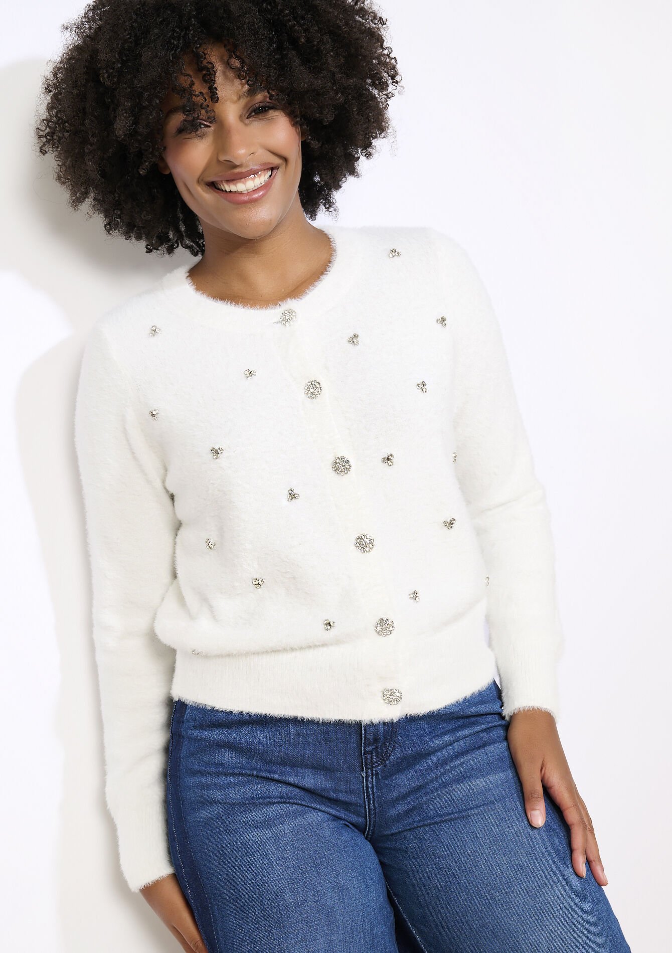 Zachte gebreide vest met accenten, Zachte gebreide vest met accenten, , back