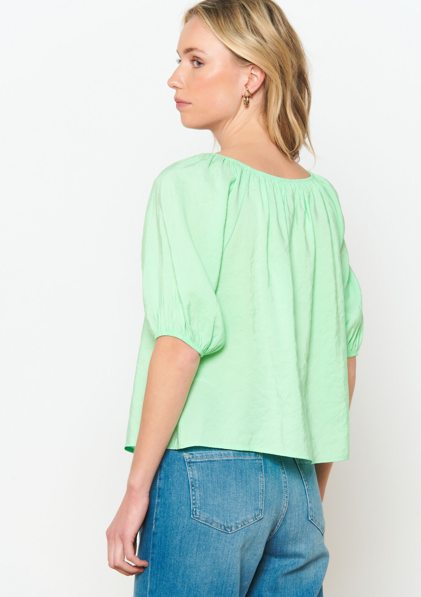 Blouse avec manches bouffantes, Blouse avec manches bouffantes - LIME - 05702486_4711