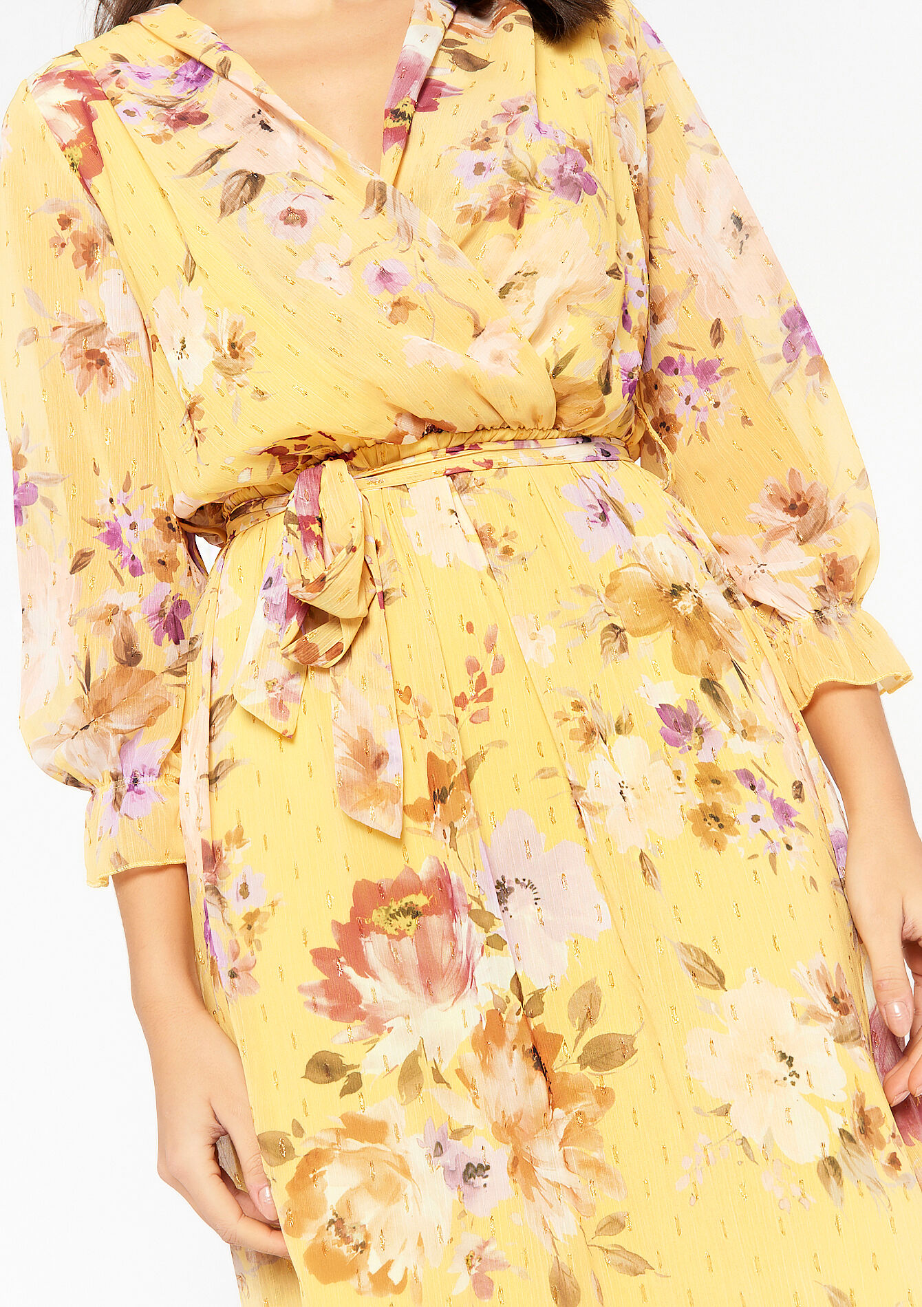 Wikkeljurk met bloemenprint, Wikkeljurk met bloemenprint - YELLOW PASTEL - 08601844_5004