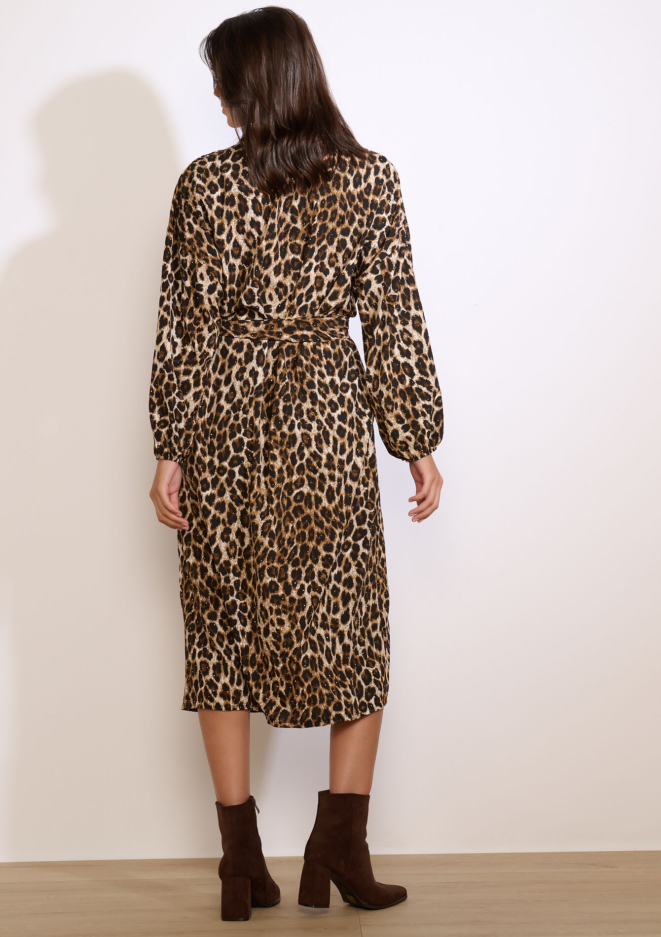 Rhinestone leopard midi dress, Rhinestone leopard midi dress - CAMEL GINGER - 08104383_3831