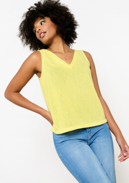 Top with linen look - LIME - 02200385_4711