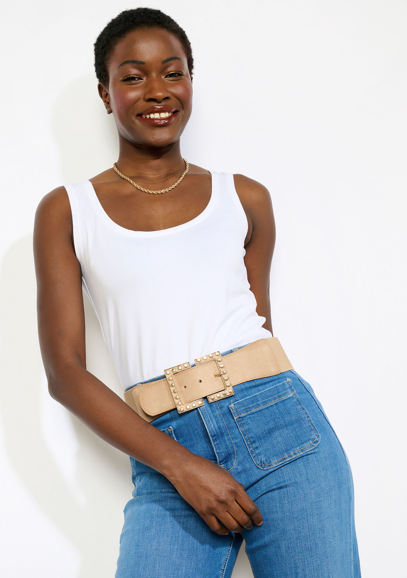 Suèdine stretchriem, Suèdine stretchriem - LT BEIGE - 14001889_2527