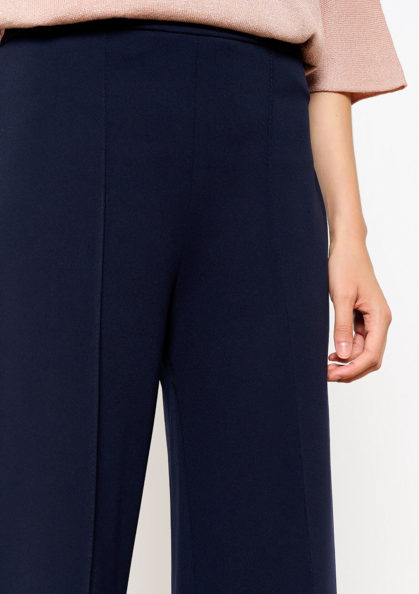 Pantalon fluide taille haute, Pantalon fluide taille haute - NAVY BASIC - 06601029_2723