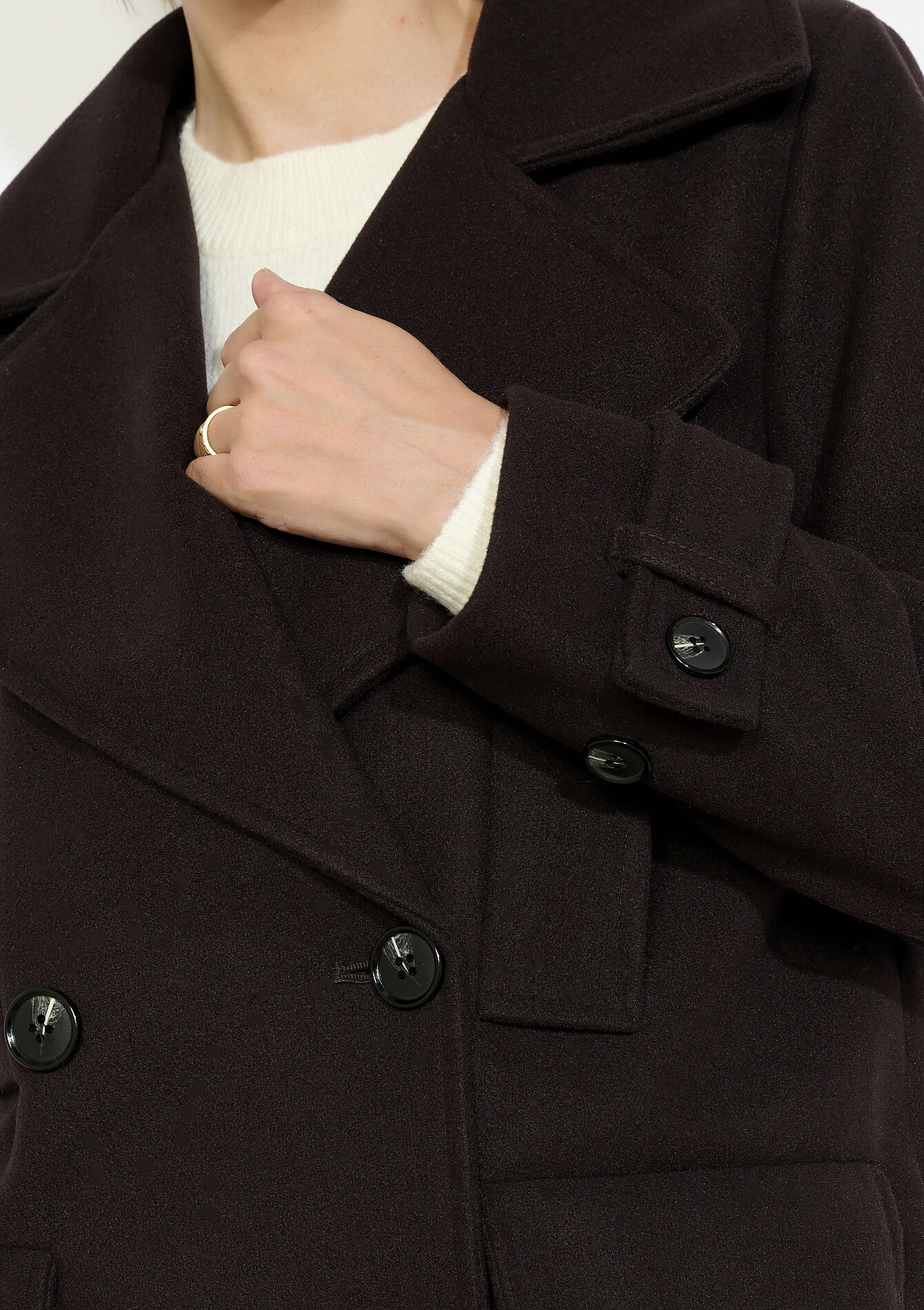 Manteau croisé, Manteau croisé - BROWN DARK CHOCOLATE - 23000803_3720