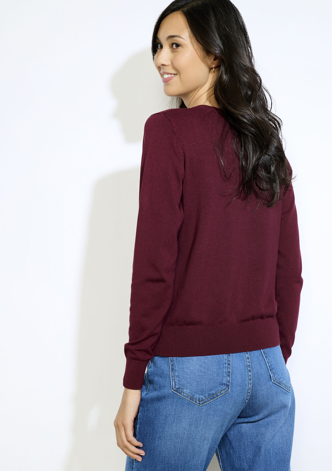 Klassiek gebreid vestje, Klassiek gebreid vestje - BORDEAU WINE - 04101275_1467