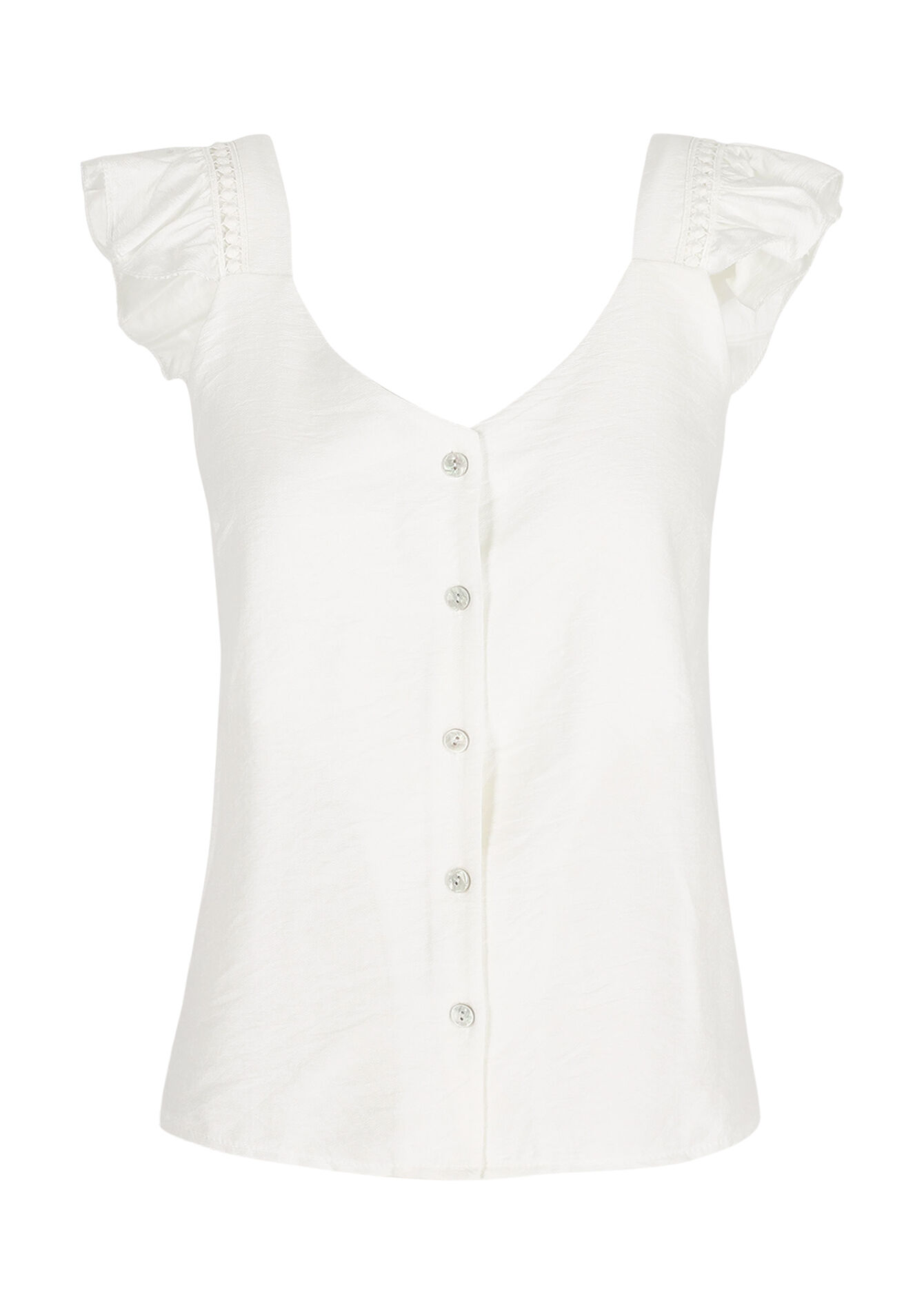 Top met open rug en ruches, Top met open rug en ruches - OPTICAL WHITE - 05702854_1019