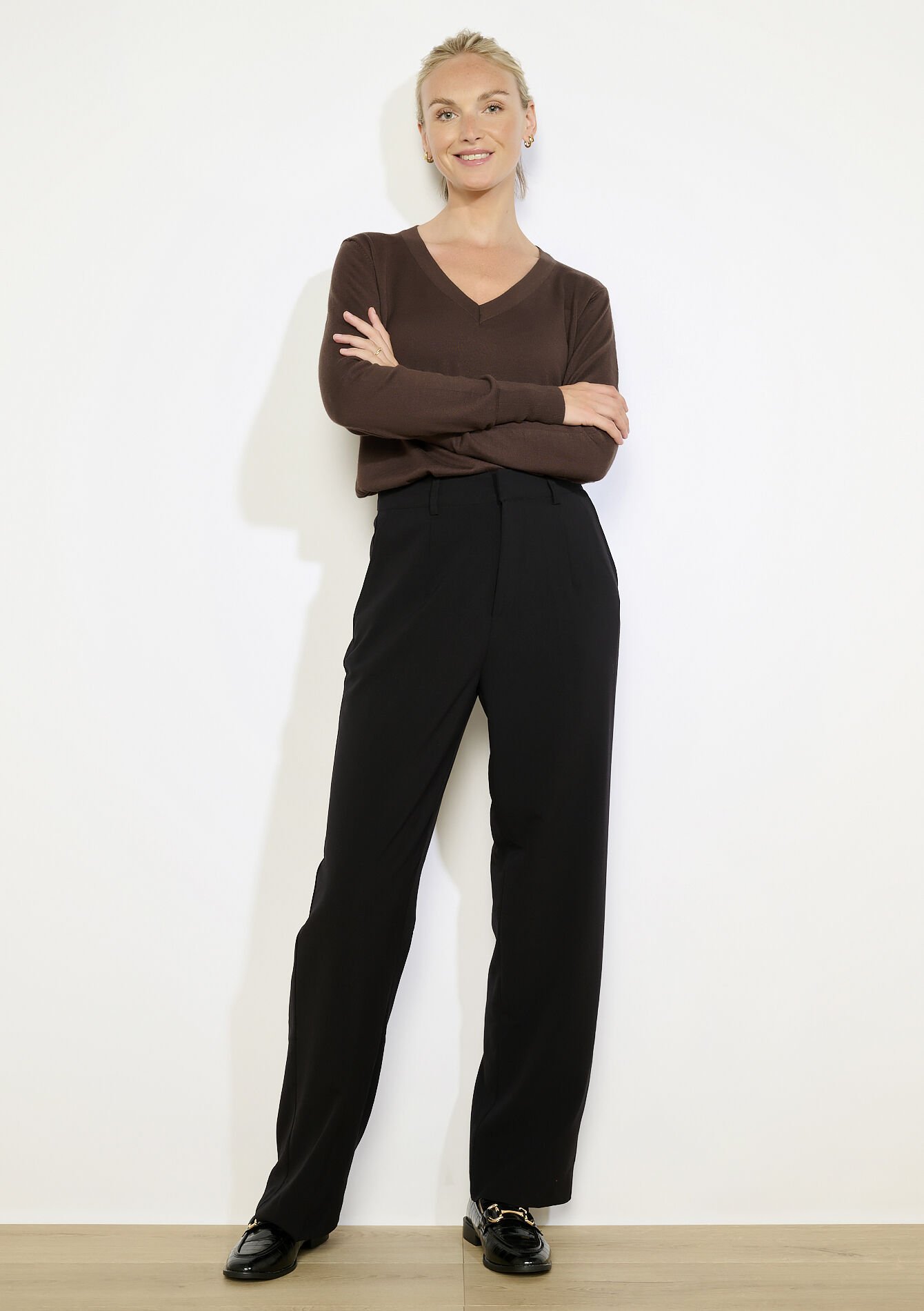 Pantalon fluide taille haute - BLACK - 06100705_1119