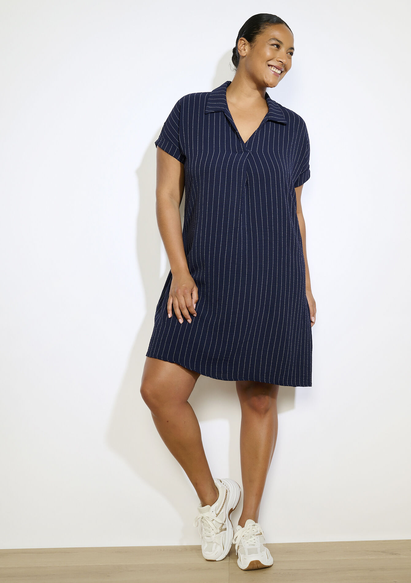 Gestreepte overhemdjurk, Gestreepte overhemdjurk - NAVY BASIC - 08104246_2723