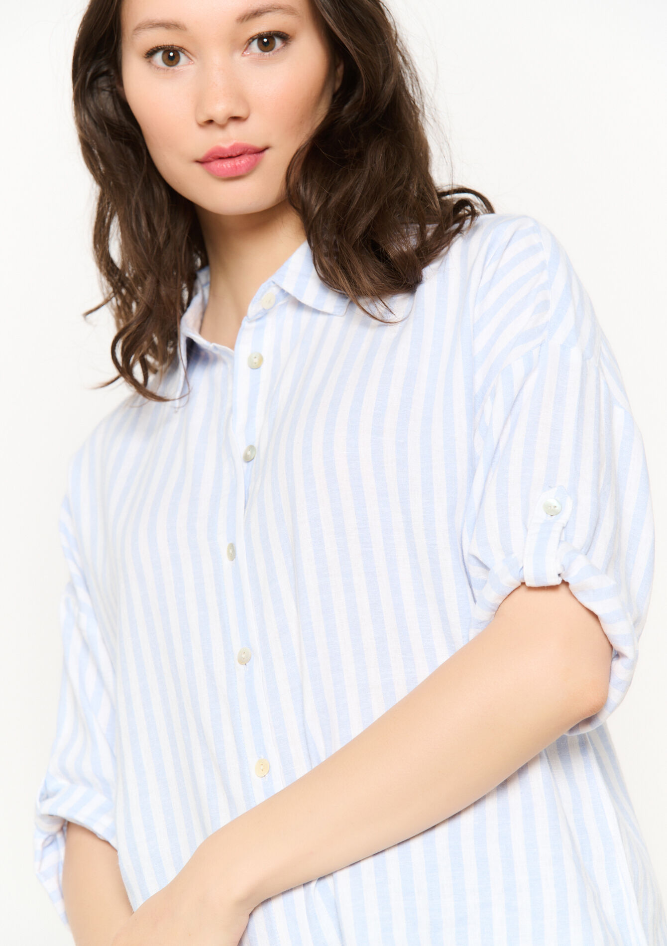 Losvallend gestreept hemd - BLUE PASTEL - 05702670_3003