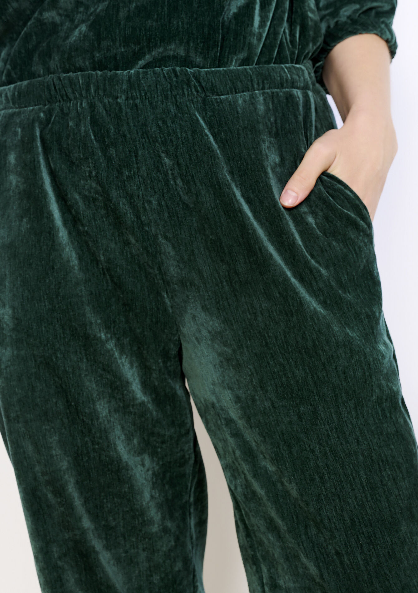 Pantalon jogging velours, Pantalon jogging velours - EMERALD GREEN - 15100415_414
