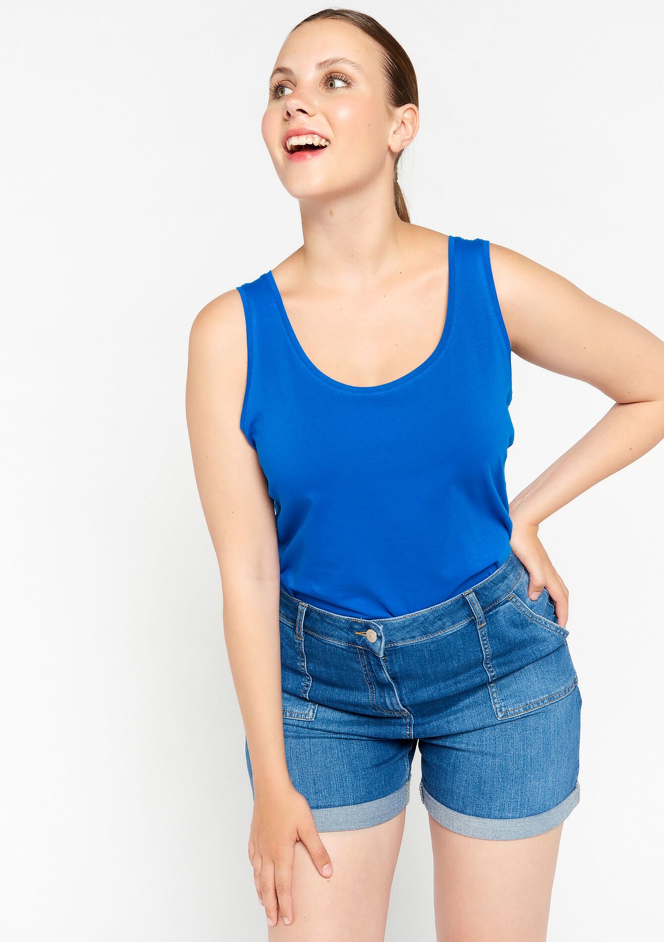 Top with low neckline, Top with low neckline - ELECTRIC BLUE - 1079967
