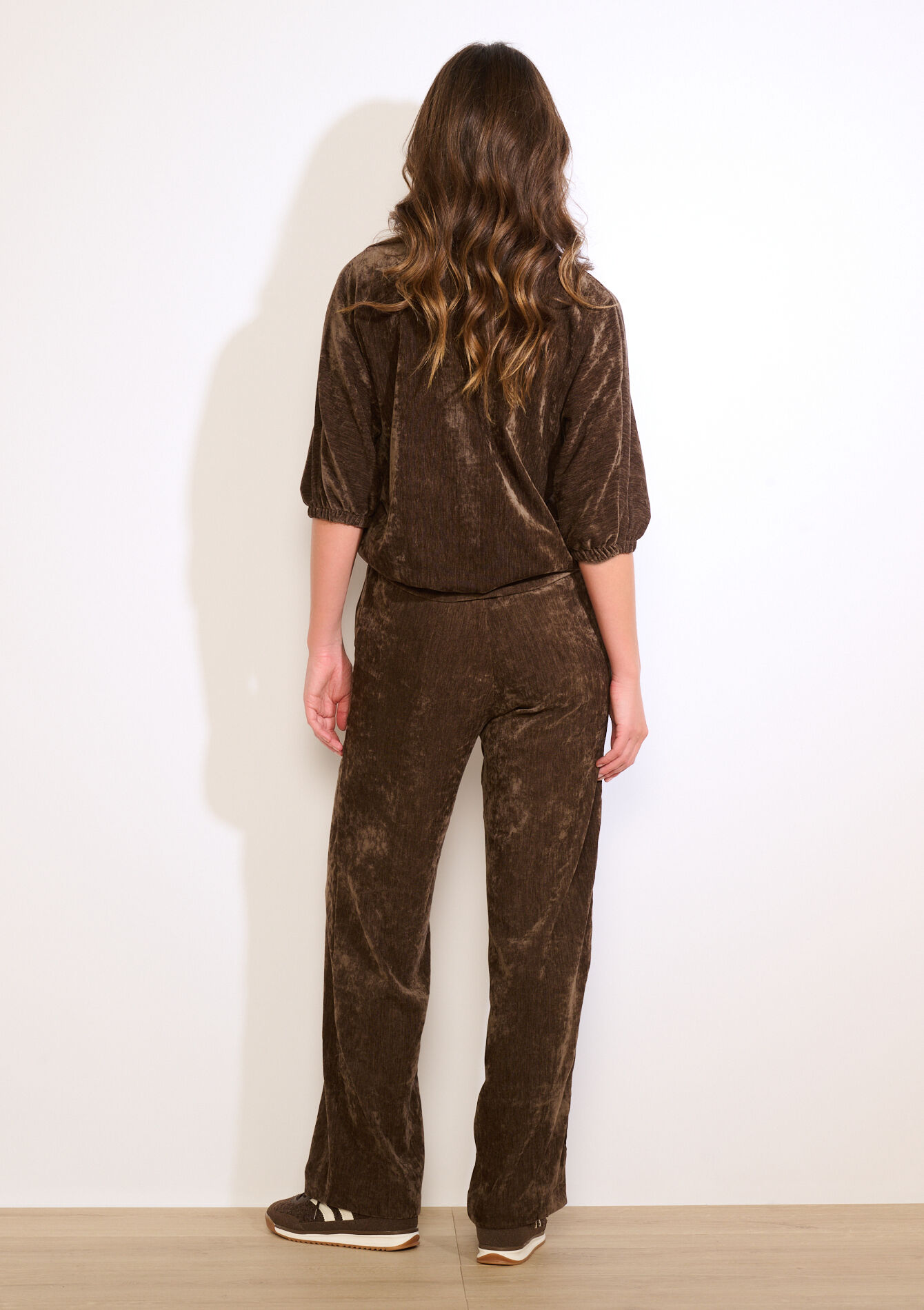 Velvet joggingbroek - BROWN DARK CHOCOLATE - 15100415_3720