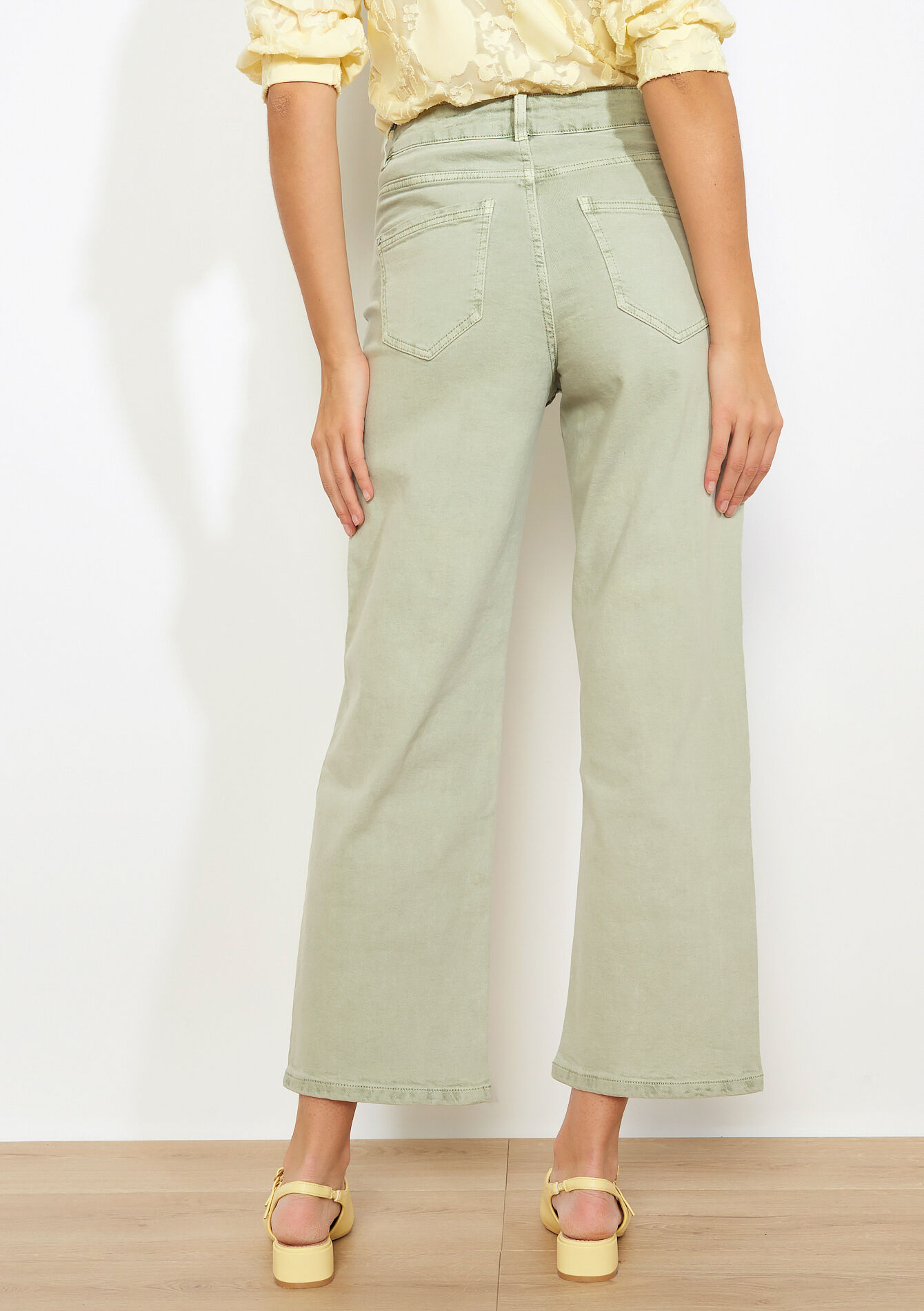 Hoge taille rechte broek - KHAKI MINT - 06004660_2542