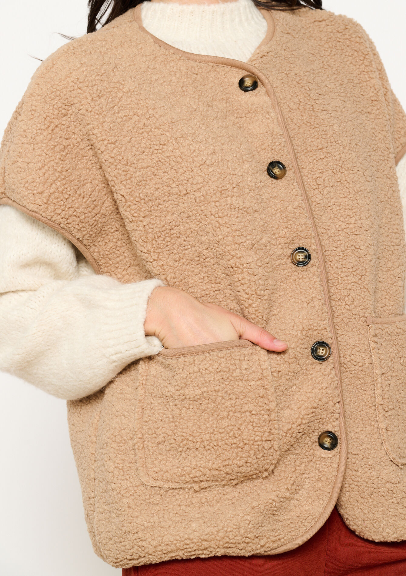 Teddy vest - LIGHT TAUPE - 09001444_2572