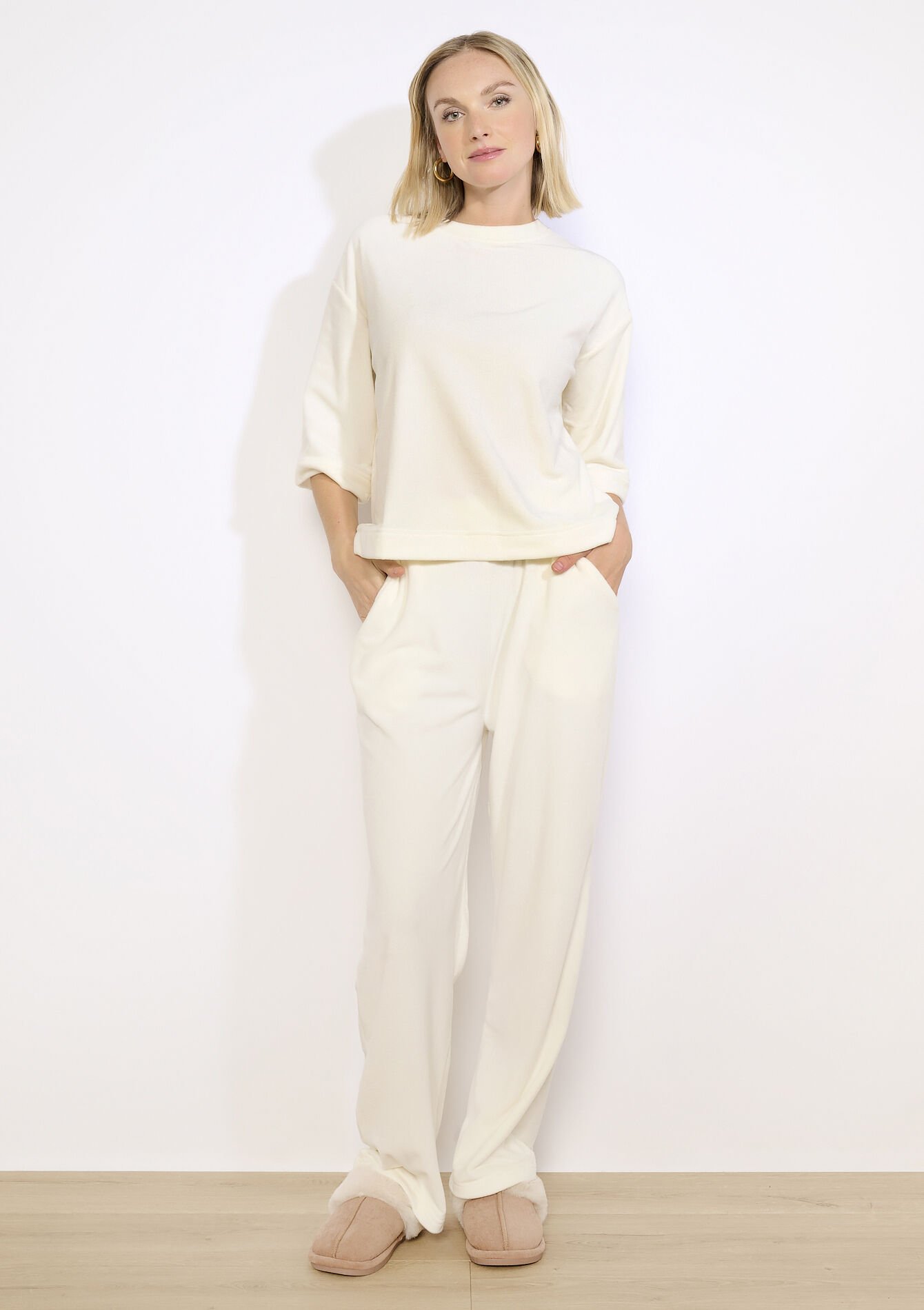 Pantalon large en velours, , detail_model