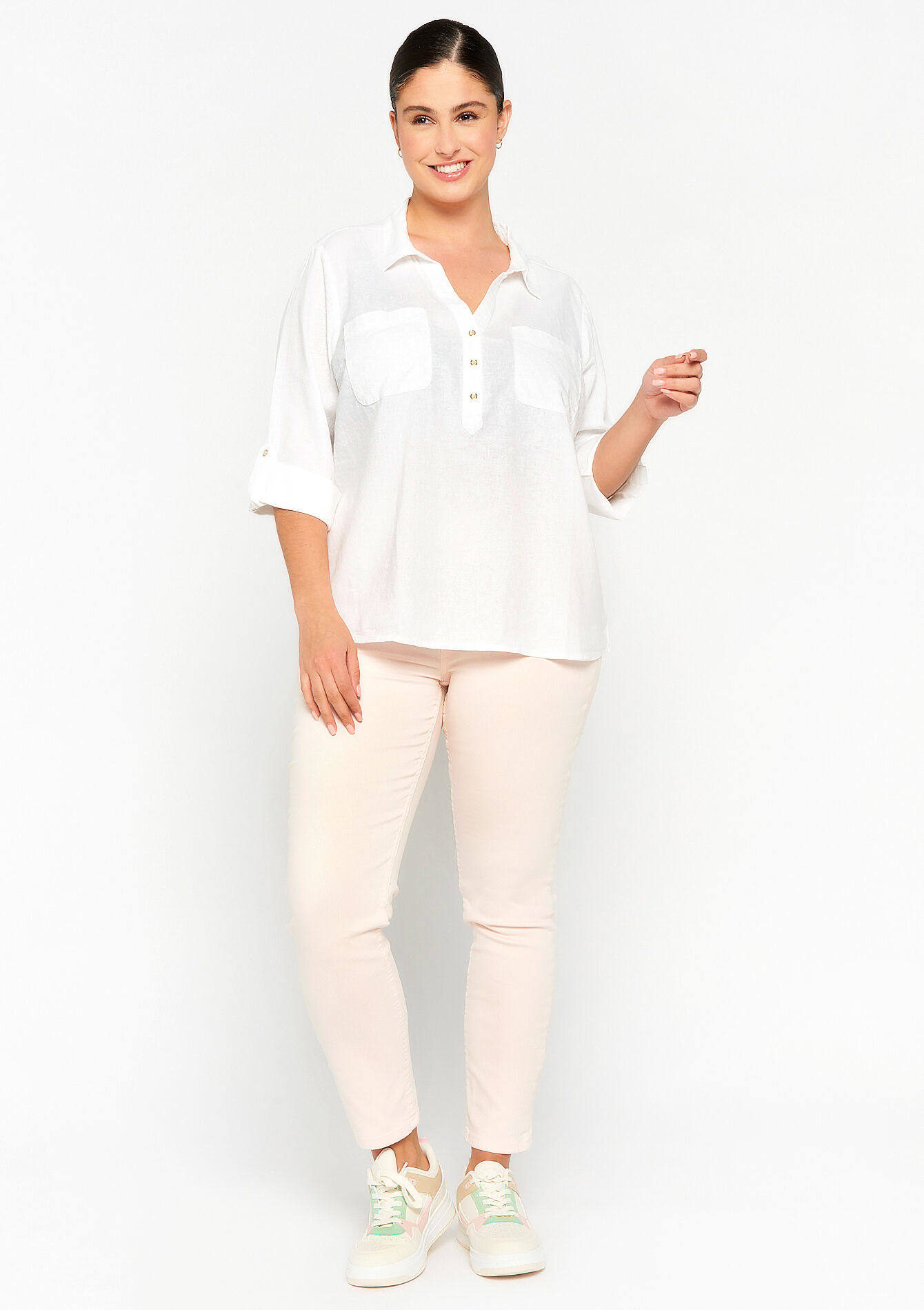 Blouse en lin, Blouse en lin - OPTICAL WHITE - 05702073_1019