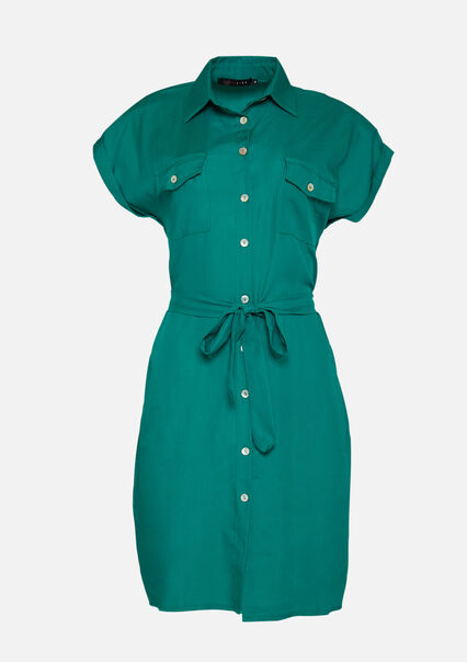 Overhemd jurk met ceintuur - GREEN TAHITI - 08102525_4616
