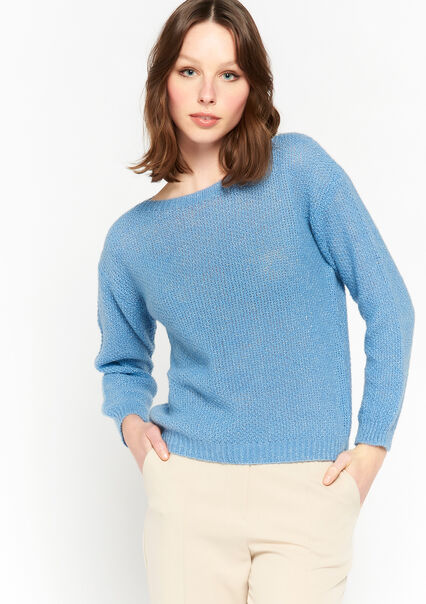Pullover with three-quarter sleeves - BLUE FAIENCE - 04006099_1584