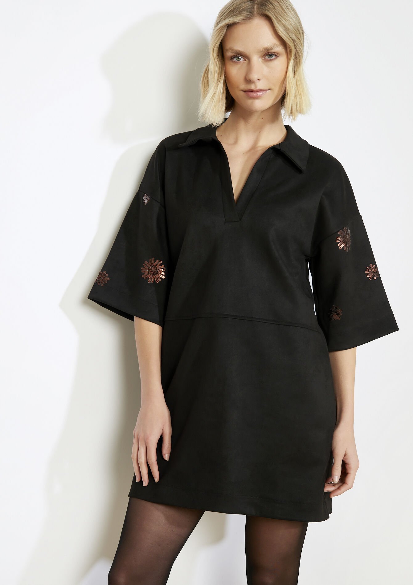 Robe droite en suédine, Robe droite en suédine, , back