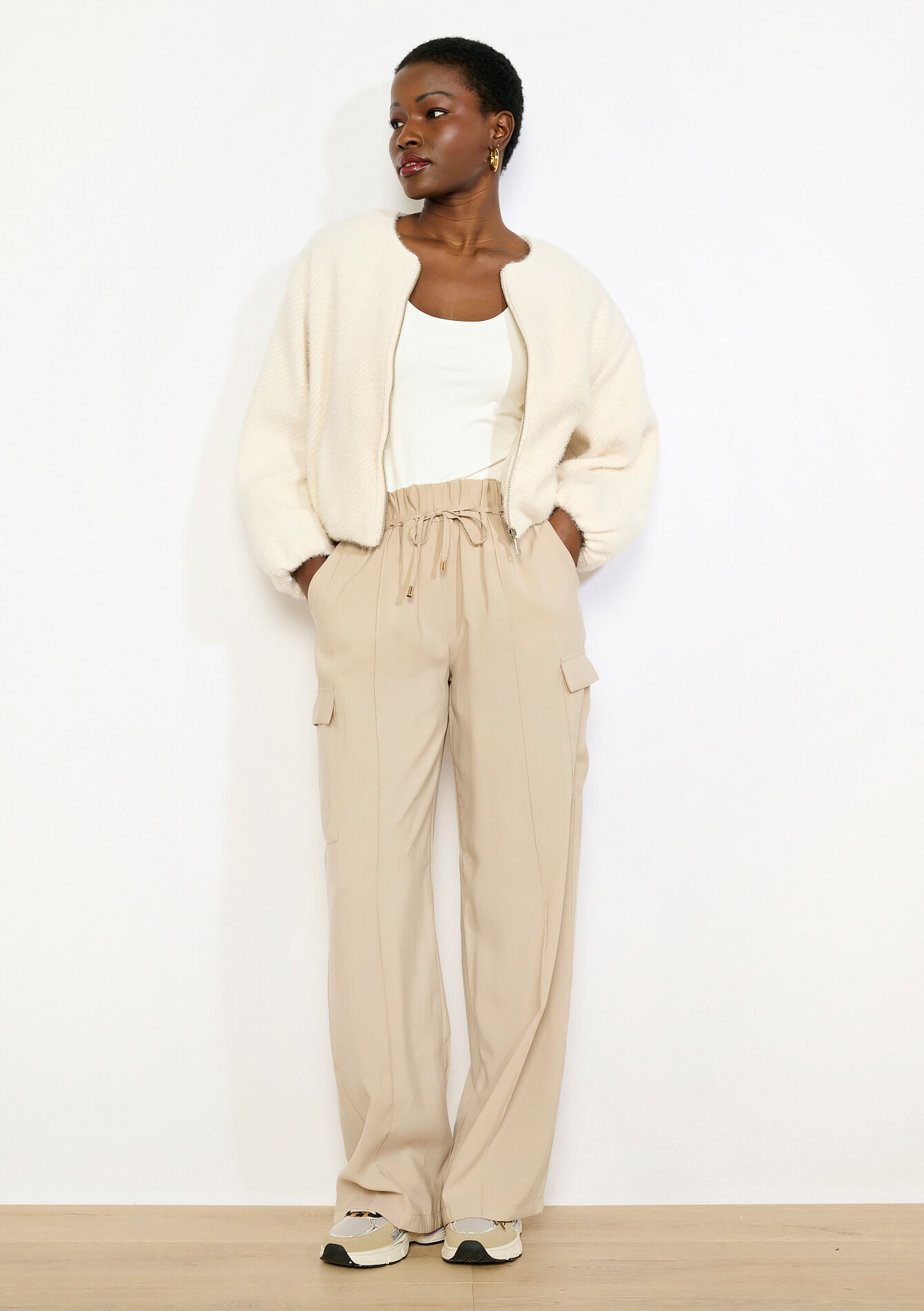 Veste texturée zippée - VANILLA WHITE - 09101179_1013